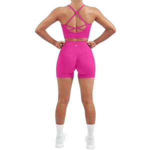 SUUKSESS Women Seamless 2 Piece Workout Sets Criss Cross Sports Bra High Waist Booty Shorts size S