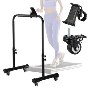 Leinuosen 24.4 Inch Handle Bar for Walking Pad Only with Phone Holder and 4 Wheels with Brakes Stainless Steel Increase Height Walking Pad Handle Bar Adjustable Handrail Height from 32.87-41.53 Inch