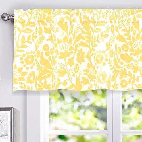 DriftAway Julia Watercolor Blooming Flower Floral Lined Thermal Insulated Window Curtain Valance Rod Pocket 52 Inch by 18 Inch Plus 2 Inch Header Yellow 1 Pack DriftAway Julia Watercolor Blooming Flower Floral Lined Thermal Insulated Window Curtain Valance Rod Pocket 52 Inch by 18 Inch Plus 2 Inch Header Yellow 1 Pack