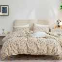 King Floral Duvet Cover, 100% Soft Cotton 3-Piece Bedding Set, Vintage Chic Garden Style Floral Pattern, King Size, Zipper Closure (King(90"x104"), 0406ab)