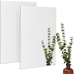 Bright Creations 2 Pack Acrylic Mirror Sheets for Wall Decor, 3mm 17x11 Shatter Resistant Frameless Tiles for Mounted Mirror, Bedroom, Home Gym, Bathroom, Kitchen Decor, & Door