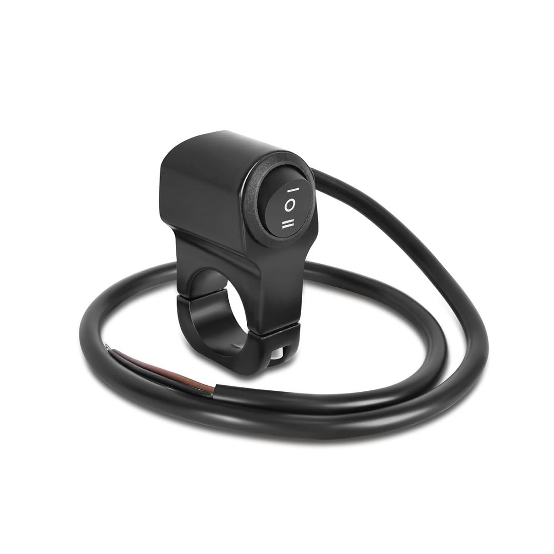 Wai Danie 22mm 7/8in Aluminum Alloy Motorcycle Handlebar Headlight Switch Three-Position Waterproof Switch 12V Fog Spotlight Retro Switch for Motorcycle Bike ATV UTV Scooters (Black(1Pcs))