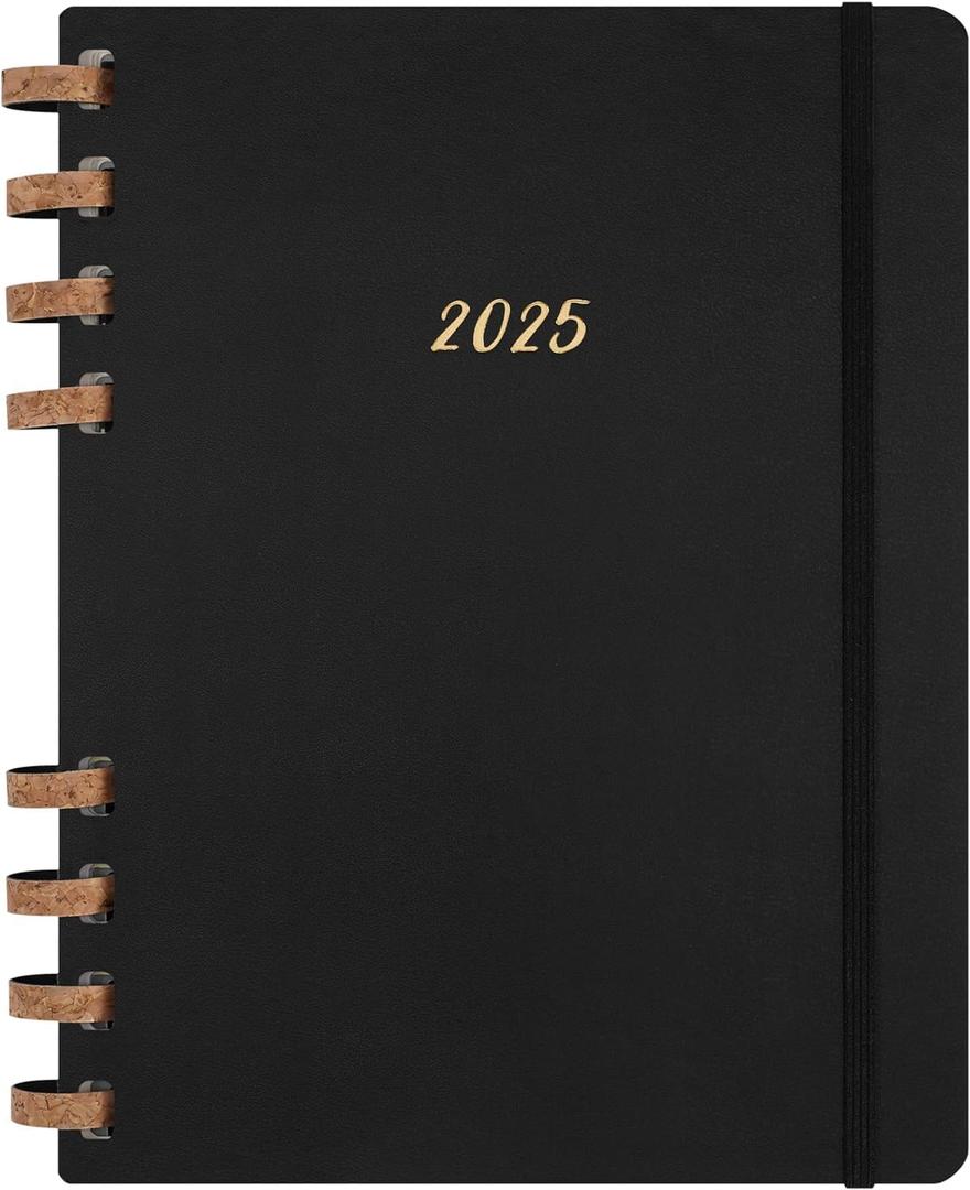 Moleskine Spiral 12 Month 2025 Solar Year Planner, Hard Cover, XL (7.5" x 9.75"), Black, 200 pages
