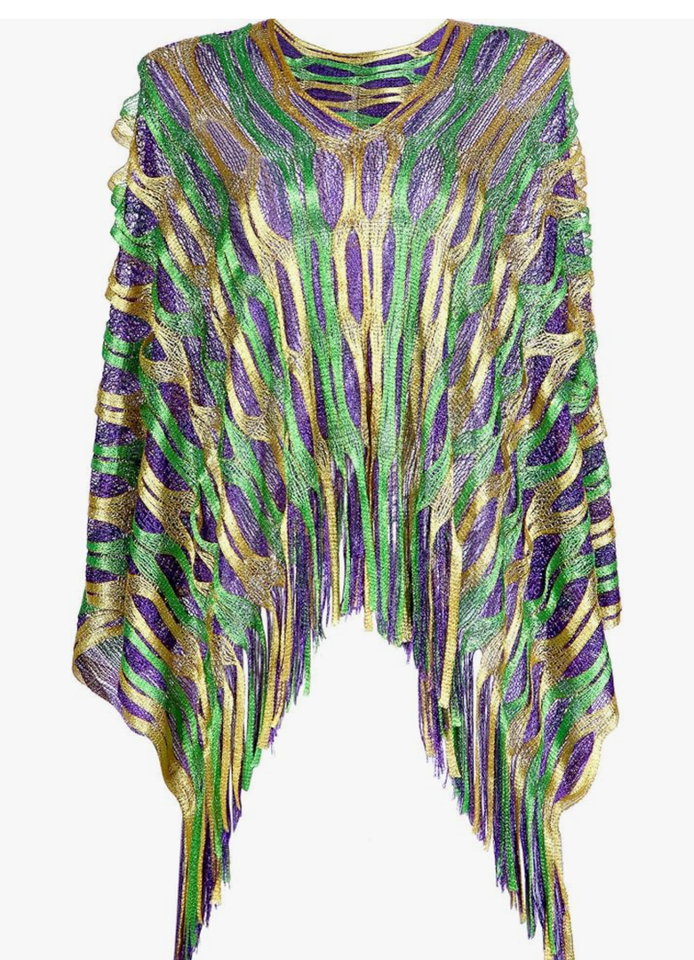 Frienda Mardi Gras Outfit for Women Mardi Gras Poncho Scarf Shawl Costume Apparel Accessories Masquerade Party