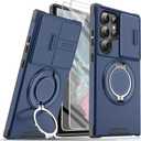 Heavy Duty Case for Samsung Galaxy S22 Ultra Case Military Grade Shockproof Rugged S22 Ultra 5G Phone Case for Samsung Galaxy S22 Ultra Protective Cover with Ring Magnetic Kickstand (Blue)