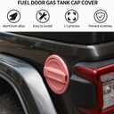 for JL Fuel Filler Door Gas Tank Cap Cover Fit for 2018-2025 Jeep Wrangler JL & Unlimited Sport Rubicon Sahara 2/4 Door, Aluminum Fuel Door Exterior Accessories(Pink)