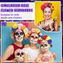 Zeyune Mexican Flower Headband Fiesta Rose Flower Crown Costume Mexican Headpiece for Women Party Cosplay Halloween(Classic Color,8pcs)
