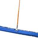 Tidy Tools Commercial Floor Sweeper, 48 in. Reusable Mop Head, Wooden Handle, Industrial Dry Mop for Hardwood Floors, Blue