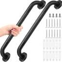 Yaocom 2 Pack Matte Black Shower Grab Bars 16 Inch Shower Safety Grab Bars Handles Replacement with Screws and Accessories 304 Stainless Steel Bathroom Handle for Handicap Elderly Senior Assist