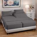 Split California King Bed Sheet Set - 5 Piece Split California King Size Sheets  Ultra-Soft & Wrinkle Free - Fits 8 to 16" Mattress w/ Deep Pockets - Breathable & Cooling Luxury Bedding  Dark Grey