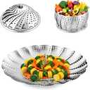 Sayfine Vegetable Steamer Basket, Premium Stainless Steel Veggie Steamer Basket for cooking - Folding Expandable Steamers to Fits Various Size Pot (Large(6" to 10.5")