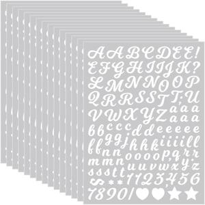 3040Pcs 20 Sheets Small Letter Number Stickers, 0.5inch Colorful Self-Adhesive Vinyl Waterproof Mailbox Number Stickers,Windows, Doors, Signs, Scrapbook (White (Writing Style))