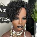 showreal Short Curly Pixie Cut Wigs for Black Women Curly Bob Wigs Coiffure Hairstyle Pixie Wigs Brazilian Virgin Human Hair Gluless Wig 180% Density Pixie WIgs with Wolftail(curly black)