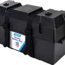 Camco Double Battery Box - Safely Stores RV, Automotive, and Marine Batteries - Features a Heavy-Duty Corrosion-Resilient Polymer Construction and Measures Inside 21-1/2" x 7-3/8" x 11-3/16" (55375)