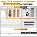 KAMANINA 1 Inch Double Curtain Rods 72 to 144 Inches (6-12 Feet) Adjustable Heavy Duty Drapery Rod for Windows 66 to 120, Square Ends, Ivory White