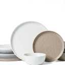 Famiware Mars Plates and Bowls Set, 12 Pieces Dinnerware Sets, Dishes Set for 4, Multi-color