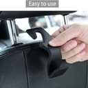 Purse Hook for Car, Superior Leather Headrest Hanger Matching Cars Interior, Brown Back Seat Organizer Storage Holder