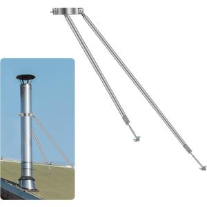 8 Stainless Steel Adjustable Extended Chimney Roof Support Kit - Heavy-Duty Windproof & Snow-Stable Stove Pipe System for Enhanced Chimney Safety