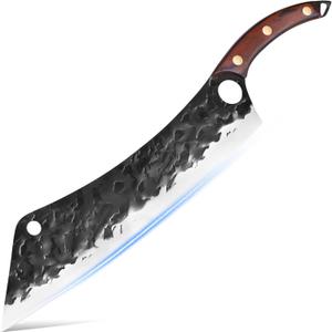 XYJ Full Tang 12 Inch Long Knife Finger Hole Design Stainless Steel Extra Long Blade Ergonomic Wood Handle Japanese Chef Vegetable Knife For Cutting Cake Watermelon Brisket