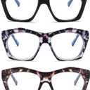 Viseng 3 Pack Oversized Frame Design Women's Reading Glasses, Blue Light Blocking Computer Reader +1.75