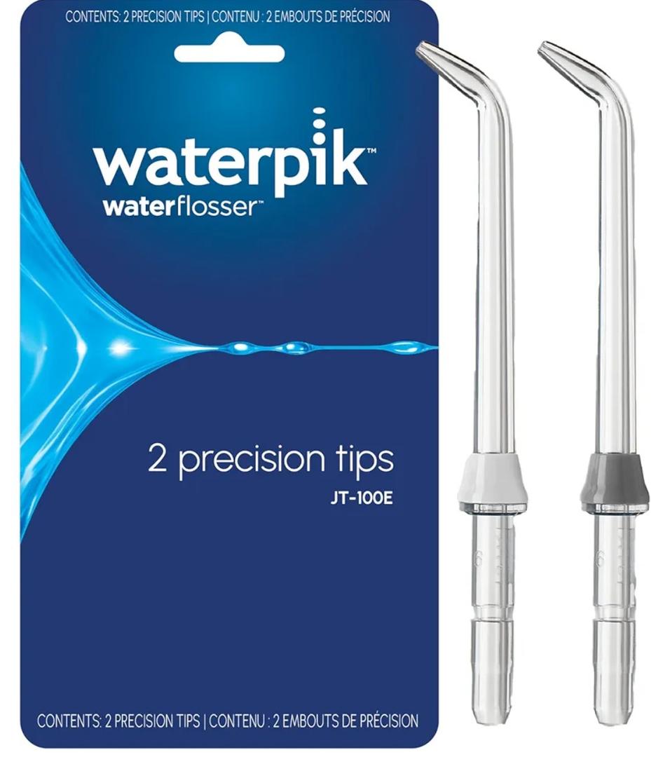 Waterpik Genuine Precision Tips Replacement for Water Flossers (Formerly Classic Jet) Refill Heads Nozzles, JT-100E, 2 Count (assorted colors)