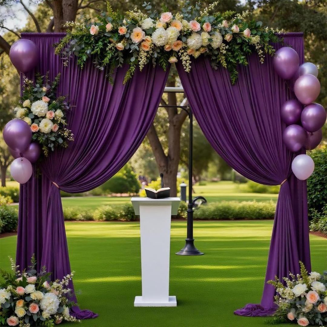 2 Panels 5ft X 10ft Purple Backdrop Curtains for Party - WENSINL Wrinkle Free Polyester Backdrop Drapes for Wedding Bridal Shower Birthday Stage Photobooth Backdrop Curtain Wall Decorations