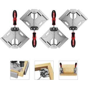 WETOLS Corner Clamp 4pcs 90 Degree Right Angle Clamp with Adjustable Aluminum Alloy Swing Jaw, Single Handle Clamps for Woodworking, Photo Framing, Gifts for Men Dad