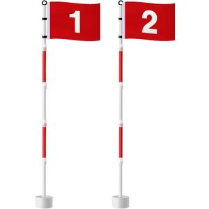 Golf Flagstick 6ft, Golf Pin Flag Hole Cup Set Putting Green Flags and Poles Numbered Golf Flags for Driving Range Backyard, Portable 5 Section Design for Golf Practice, Gift Idea