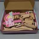 Lehoo Castle Wooden Train Set - Unicorn Train Set for Toddlers 2-4, Wooden Train Track Toddler Girl Toys, Pink Train Fantasy Toys for 3 4 5 6 7 Year Old Girl