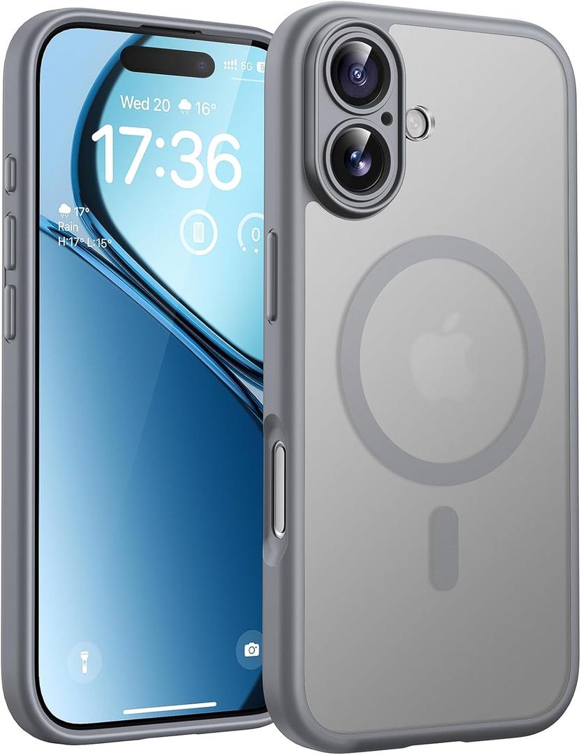 TOCOL for Phone 17 Case, Compatible with Magsafe Charger, Full Camera Protection, Drop Protection, Translucent Matte Phone Case for Phone 17 6.3 inch (Gray)