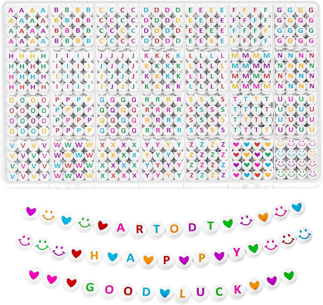 ARTDOT 1400 Pieces Letter Beads for Friendship Bracelets Making Kit, 28 Styles Assortment Jewelry Making Supplies Alphabet Beads Set with Cases Preppy Crafts