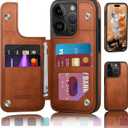 DJDUCK Designed for iPhone 16 Pro Max Case Wallet with Card Holder, [Magnetic Clasp Cover] [RFID Blocking Leather Protection] Shockproof Women Men Cases 6.9 Inch for Apple 16 Pro Max Light Brown