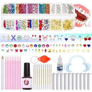 WATRZ 690 pcs Teeth Gem Kit, DIY Crystals Teeth Diamonds Jewel Kit for Girls & Boys Y2K Fashionable