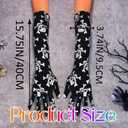 Latious Skull Long Finger Satin Gloves Black Skull Elbow Length Gloves Halloween Cosplay Costume Accessories for Women
