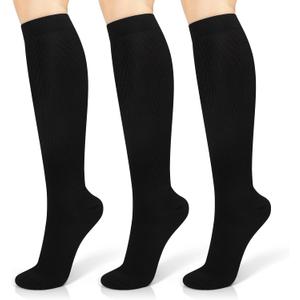 2 x 3-Pairs Compression Socks for Women Men (15-20 mmHg), Compression Stocking for Swelling, Nurse, Flight