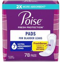 Poise 54941 Incontinence Pads & Postpartum Incontinence Pads, 7 Drop Ultra Absorbency, 78 Count