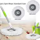 YWSHF 5 PCS Spin Mop Heads Replacement Refill for Old Hurricane Mr.Clean 360 Spin Magic Rotating Round Mop Microfibre Universal Spin Mop Heads Clean Mop Head Refill for Standard Mops (White-5PCS)