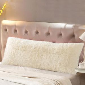 Reafort Luxury Long Hair, PV Fur, Faux Fur Body Pillow Cover/Case 21inx54in with Hidden Zipper Closure (Cream, 21inX 54in Pillow Cover)