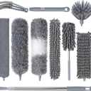 Dusters for Cleaning, Feather Duster Set, 10PCS Duster with Extension Pole Up to 100'' - Extendable, Bendable, and Washable for Ceilings, Chandeliers, and Furniture