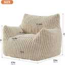 Giant Bean Bag Chairs for Adults Teens with Filling Large Fluffy Bean Bag Chair with Armrests Plush Comfy BeanBag Couch Sofa Chair for Bedroom Living Room Reading