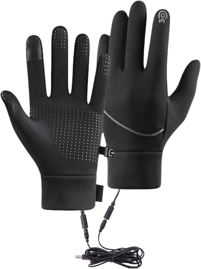 Heated Gloves for Men & Women, USB Electric Heating Gloves with Touchscreen, Waterproof Windproof Thermal Winter Gloves for Motorcycle Riding, Skiing, Hiking & Outdoor Work