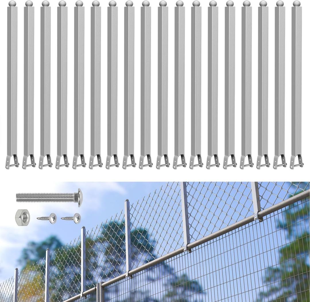 20 Pack 1-3/8" U Bracket Chain Link Fence Extension 25.2" (Silver)