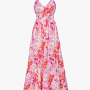 GRACE KARIN Women's 2025 Summer Maxi Dress Floral Tie Front Spaghetti Strap Casual Boho Beach Flowy Sundress with Pockets, Size Larg
