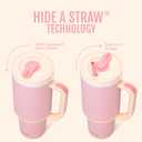 Ello Oasis 30 oz Tumbler with Handle & Retracting Straw | Reusable Insulated Stainless Steel Cup 100% Leakproof, Gifts for Teens Women Men | Keeps cold for 24 Hours, Cup Holder Friendly, Pink Gingham
