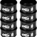 Sunnyray 8 Pcs 4 Inch Springform Pan for Baking Mini Cheesecake Pans with Removable Bottom Nonstick Leakproof Round Cake Mold Spring Form Molds for Mini Cheesecake Pizza and Quiches (Black)