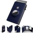 typecase Mens Wallet Card Holder for AirTag: Leather Smart Wallet for Men Compatible with Apple Air Tag, RFID Blocking, Slim, Minimalist - 9-14 Card Capacity | ID Window | Cash Slot (Navy) (Blue)