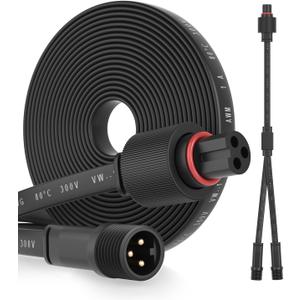 Permanent Outdoor Lights Pro Extension Lead Waterproof Cord,Waterproof Extension Cable 3Pin,IP68 Extension Cable for Go-vee H706A/H706B/H706C (7FT Extension)