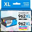 962 XL 962XL Ink Cartridges Combo Pack Replacement for Hp 962XL Ink Cartridges for HP OfficeJet Pro 9010 9012 9014 9015 9016 9018 9020 9025 Printers (1BK/1C/1M/1Y, 4 Pack) (Black/C/M/Y)