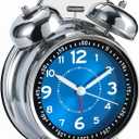 AKCISOT Loud Alarm Clock for Heavy Deep Sleepers, 4.5 Inches Analog Metal Twin Bell Clocks Battery Operated with Backlight for Bedroom Beside, Old Fashioned for Home Desk Decoration (Blue)