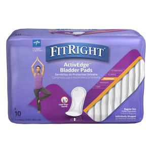 FitRight Incontinence Bladder Control Pads, Maximum Absorbency, 5.5" x 13.75", 10 Count